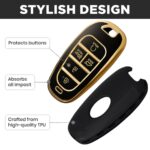 Lucrum Compatible with Hyundai Sonata Key Fob Cover & Leather Keychain