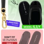 Lucrum Compatible with Tesla Model 3 S Y Key Fob Cover & Leather Keychain