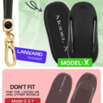 Lucrum Compatible with Tesla Model X Key Fob Cover & Leather Keychain
