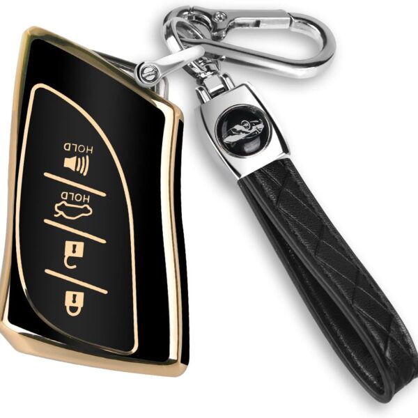 Lucrum Compatible with Lexus Key Fob Cover & Leather Keychain