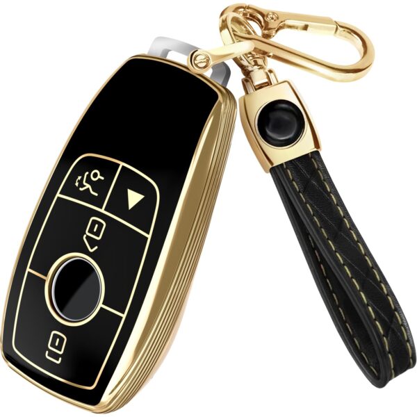 Lucrum Compatible with Mercedes Benz Key Fob Cover & Leather Keychain