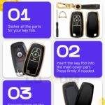 Lucrum Compatible with Ford Key Fob Cover & Leather Keychain