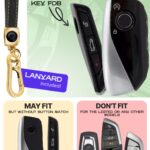 Lucrum Compatible with BMW Key Fob Cover & Leather Keychain
