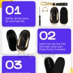 Lucrum Compatible with Tesla Model 3 S Y Key Fob Cover & Leather Keychain