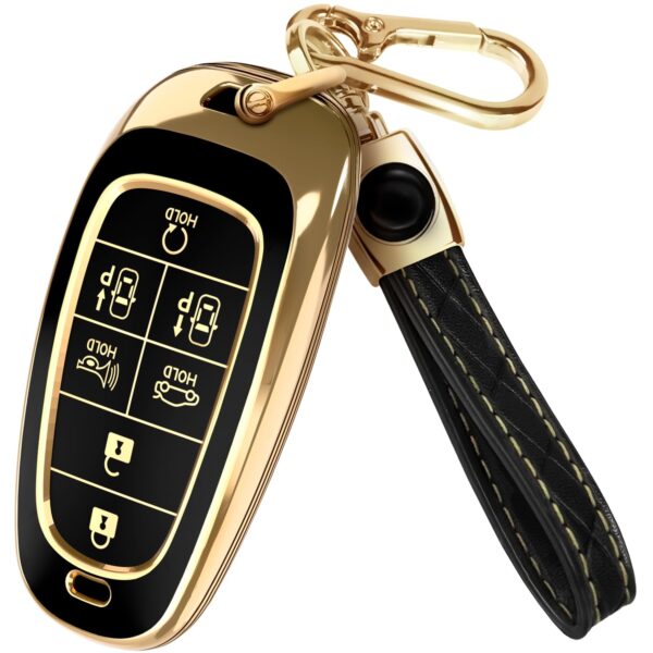 Lucrum Compatible with Hyundai Palisade Key Fob Cover & Leather Keychain