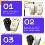 Lucrum Compatible with Honda Key Fob Cover & Leather Keychain