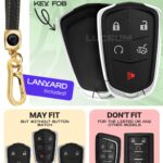 Lucrum Compatible with Cadillac Escalade Key Fob Cover & Leather Keychain