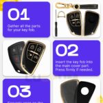 Lucrum Compatible with Chevy, GMC, and Buick Key Fob Cover & Leather Keychain