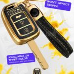 Lucrum Compatible with Honda Key Fob Cover & Leather Keychain