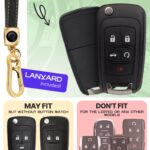 Lucrum Compatible with Chevy & GMC Key Fob Cover & Leather Keychain