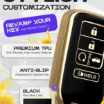 Lucrum Compatible with Honda Key Fob Cover & Leather Keychain