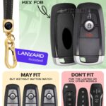 Lucrum Compatible with Ford Key Fob Cover & Leather Keychain