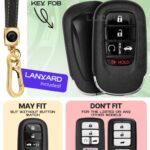 Lucrum Compatible with Honda Key Fob Cover & Leather Keychain