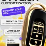 Lucrum Compatible with Honda Key Fob Cover & Leather Keychain