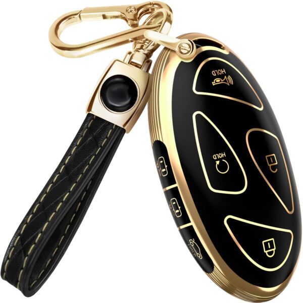 Lucrum Compatible with Hyundai IONIQ 6 Key Fob Cover & Leather Keychain