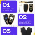 Lucrum Compatible with Subaru Outback Key Fob Cover & Leather Keychain