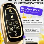 Lucrum Compatible with Hyundai Palisade Key Fob Cover & Leather Keychain