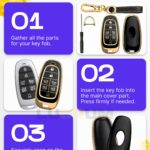 Lucrum Compatible with Hyundai Palisade Key Fob Cover & Leather Keychain