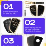 Lucrum Compatible with Chevy, GMC, and Buick Key Fob Cover & Leather Keychain