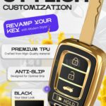 Lucrum Compatible with Honda Key Fob Cover & Leather Keychain