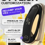 Lucrum Compatible with Tesla Model X Key Fob Cover & Leather Keychain