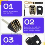 Lucrum Compatible with Honda Key Fob Cover & Leather Keychain