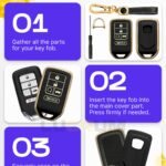 Lucrum Compatible with Honda Key Fob Cover & Leather Keychain