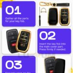 for Toyota Corolla Key Fob Cover and Leather Keychain
