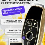 Lucrum Compatible with Mercedes Benz Key Fob Cover & Leather Keychain