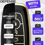 Lucrum Compatible with Ford Key Fob Cover & Leather Keychain, 5 Buttons Keyfob Case for F150 F250 F350 F450 Edge Explorer Fusion Mustang Ranger (2018