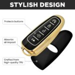 Lucrum Compatible with Ford Key Fob Cover & Leather Keychain