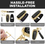 Lucrum Compatible with Ford Key Fob Cover & Leather Keychain